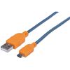 MANHATTAN Cavo Micro USB Guaina Intrecciata USB2.0 A M/MicroB M 1m Blu/Arancione