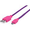 MANHATTAN Cavo Micro USB Guaina Intrecciata USB2.0 A M/MicroB M 1m Viola/Fucsia