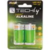 TECHLY Blister 2 Batterie High Power Mezza Torcia C Alcaline LR14 1,5V