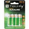 TECHLY Blister 4 Batterie High Power Stilo AA Alcaline LR06 1,5V