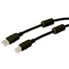 MANHATTAN Cavo USB 2.0 A M / B M 5m con Ferrite Doppia Schermatura Nero