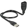 DELOCK Cavo semi-rigido USB2.0 A Maschio / A Femmina 35cm Nero