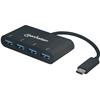 MANHATTAN Hub USB-C&trade; 3.1 SuperSpeed 4 Porte USB-A 3.0 Femmina Nero