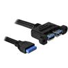 DELOCK Cavo Interno USB3.0 19 pin Femmina / 2x USB A Femmina da Pannello