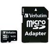 VERBATIM Memoria Micro SDHC 16 Gb con Adattatore - Classe 10