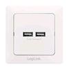 LOGILINK Presa a Muro 2 porte USB Bianco
