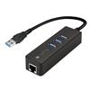 TECHLY Adattatore Convertitore USB3.0 Ethernet Gigabit con Hub 3 porte
