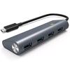 TECHLY Hub USB-C&trade; SuperSpeed 4 Porte USB3.0 con PD, Alluminio