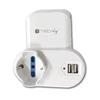 TECHLY Adattatore Presa bipasso/Schuko 2 USB 1A con porta telefono