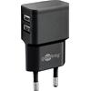 GOOBAY Caricatore da Muro 2 porte USB-A Slim Design 12W Nero