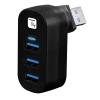 TECHLY Mini Hub Rotante con 3 Porte USB 3.0 Nero