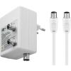 GOOBAY Amplificatore per Antenna Due Dispositivi (DVB-T / DVB-T2 / DVB-C) con Cavo