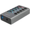 LOGILINK Hub USB3.2 Gen1 4 Porte + 1 Porta di Ricarica Rapida Interruttore On/Off
