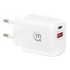 MANHATTAN Alimentatore Mini Caricatore da Muro Power Delivery USB-C&trade; e USB-A 20W Bianco