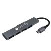 TECHLY Hub USB-C&trade; 3.2 a 4 porte USB-A Slim in Metallo