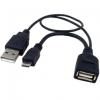 TECHLY Cavo USB A F 2.0 OTG Micro USB M con Alimentazione USB, 30cm Nero