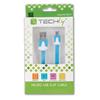 TECHLY Cavo Flat USB AM a Micro USB M Azzurro 1m